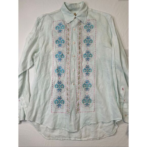 Robert Graham Men’s Embroidered Linen Button-up Shirt, size L - Picture 1 of 12